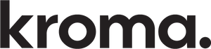 Kroma logo in black text on a marble background.