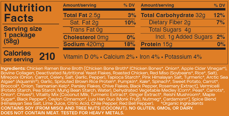Super Ramen nutrition facts label with detailed information on a product package.