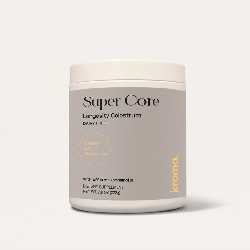 Super Core Longevity Colostrum container on a white background